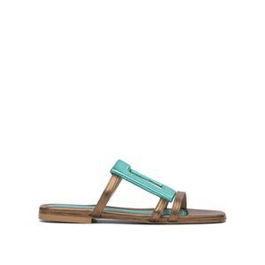 ELINA LINARDAKI Women's Metallic Slide Sandals Women LIGHT BLUE